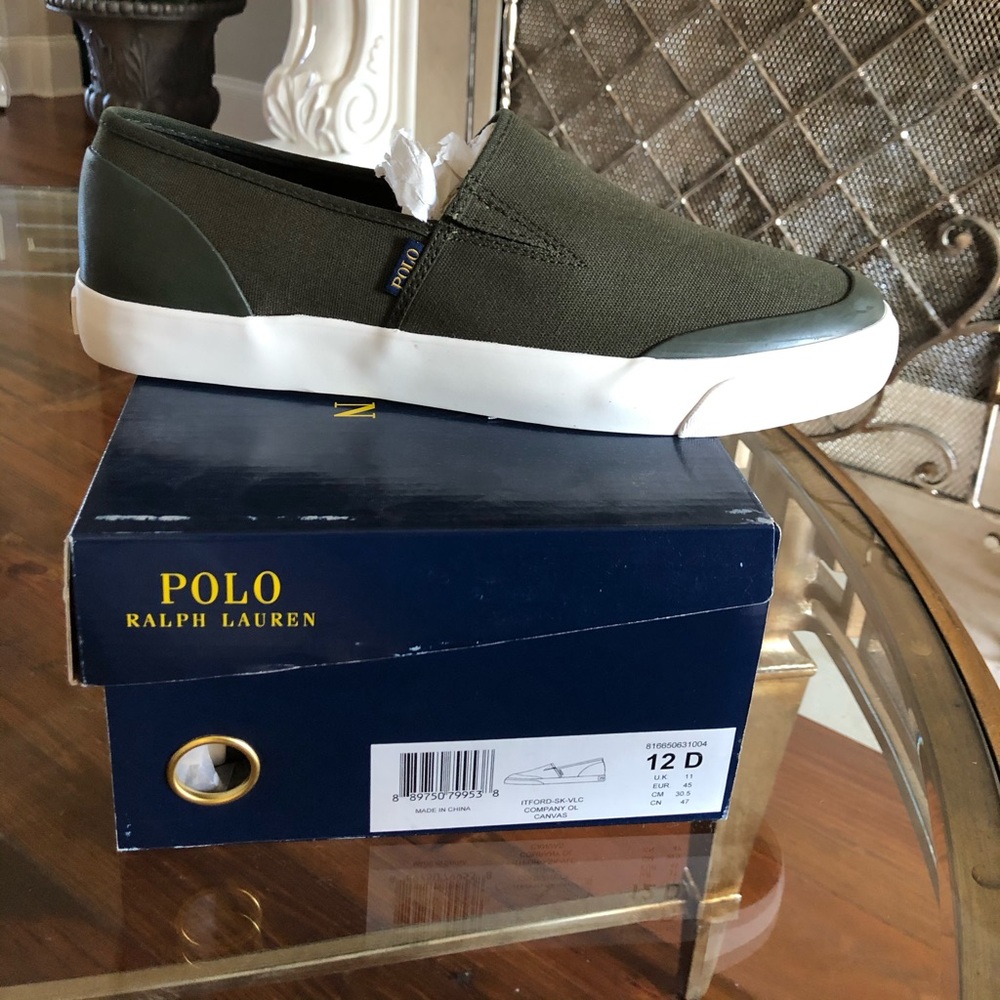 Olive Canvas slide on